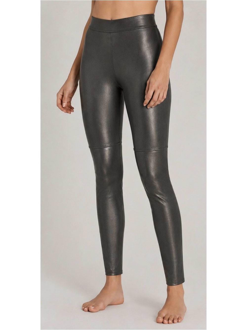 NWT Wolford Estella Faux Leather Leggings Hematite Taupe Size EU 40 / US 10